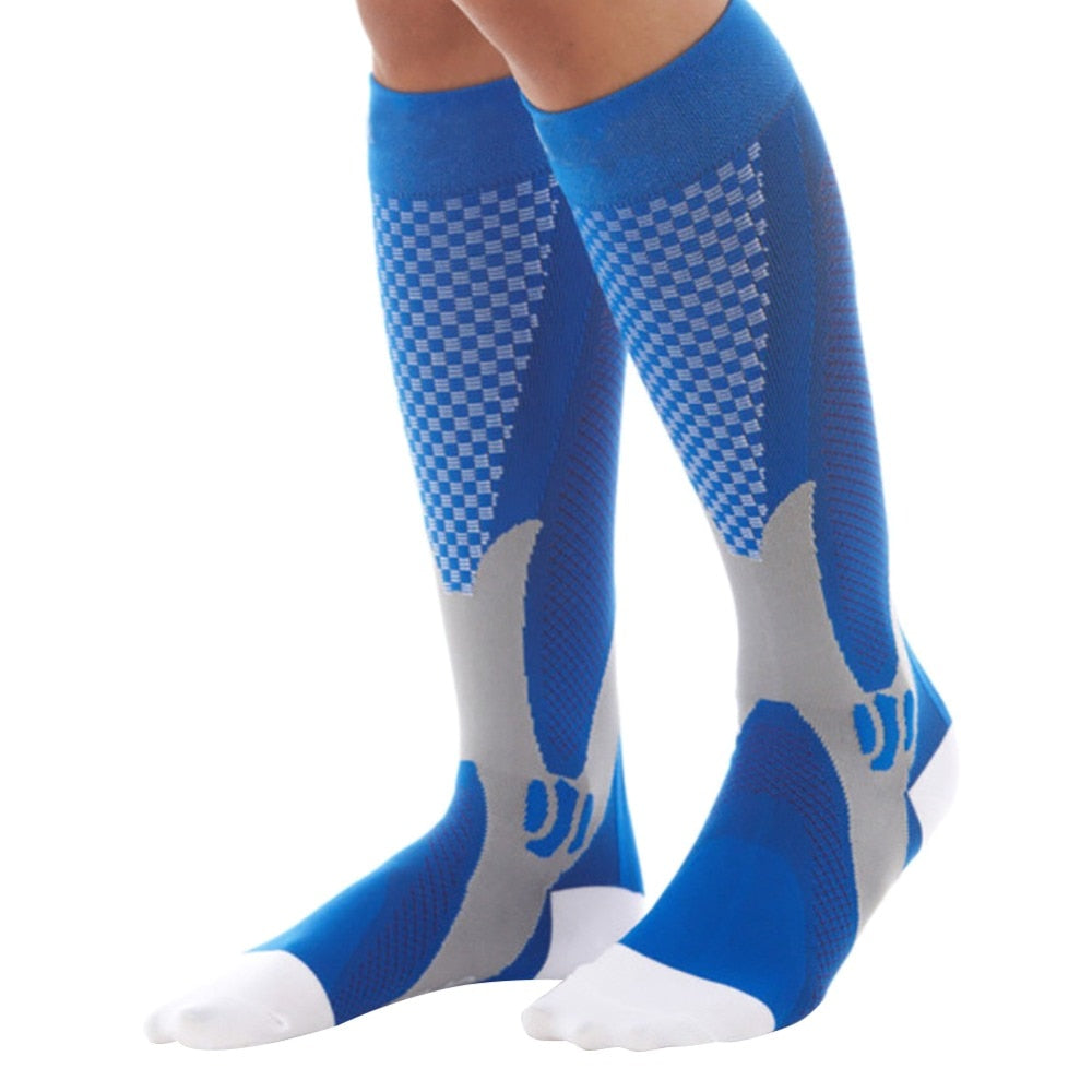 Chaussettes-de-compression-bleu