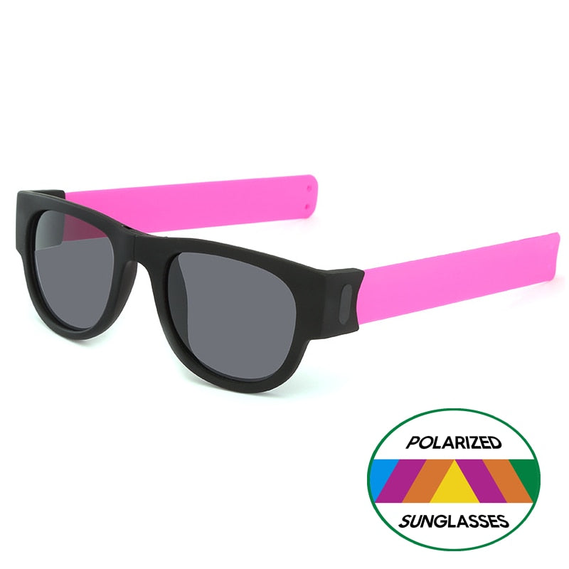 Lunettes-de-soleil-pliantes-polarisées-rose-noir