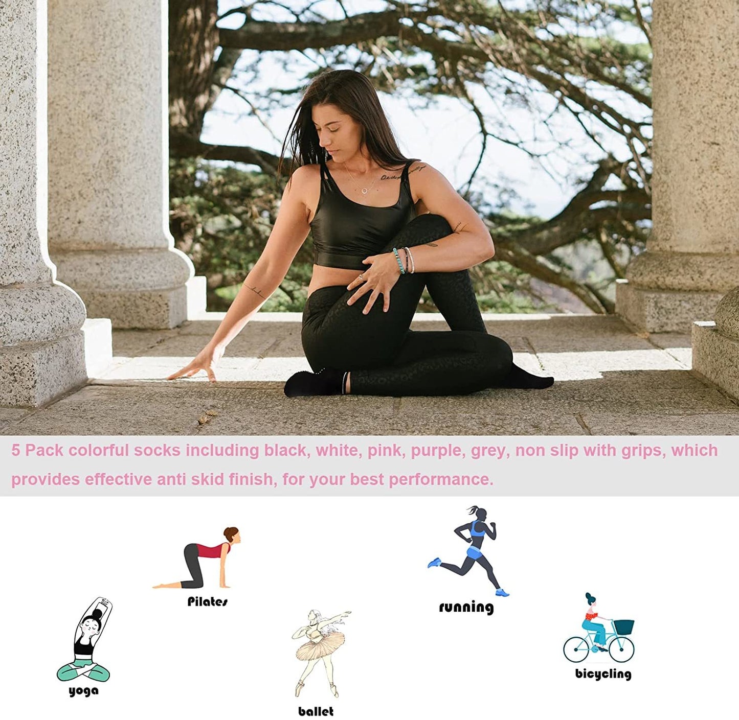 Chaussettes-de-yoga-antidérapantes